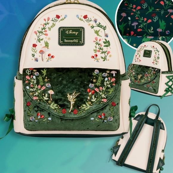 Loungefly Peter Pan Tinker Bell Exclusive Floral Mini Backpack main image 10